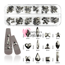 Strasuri din Cristale 120 bucati SC290BB Hematite Metalizate Marquise pentru decor unghii